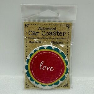 CounterArt Love Absorbent Stoneware Car Coaster Made in USA